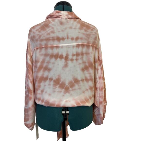 YOUNG FABULOUS & BROKE Carmen Tie-Dye wrap Top NWT XS Oversized Pink Tie Front - Picture 4 of 13